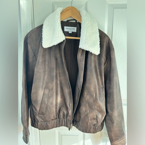 Marc New York Dark Brown Jacket with White Collar - Picture 1 of 5